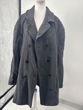 Women's Double-Breasted Peacoat in Charcoal